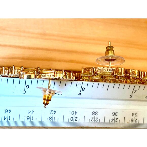 Nickho Rey Heidi Champagne Canary Yellow Gold Crystal Earrings 14K Gold Vermeil - Picture 6 of 11